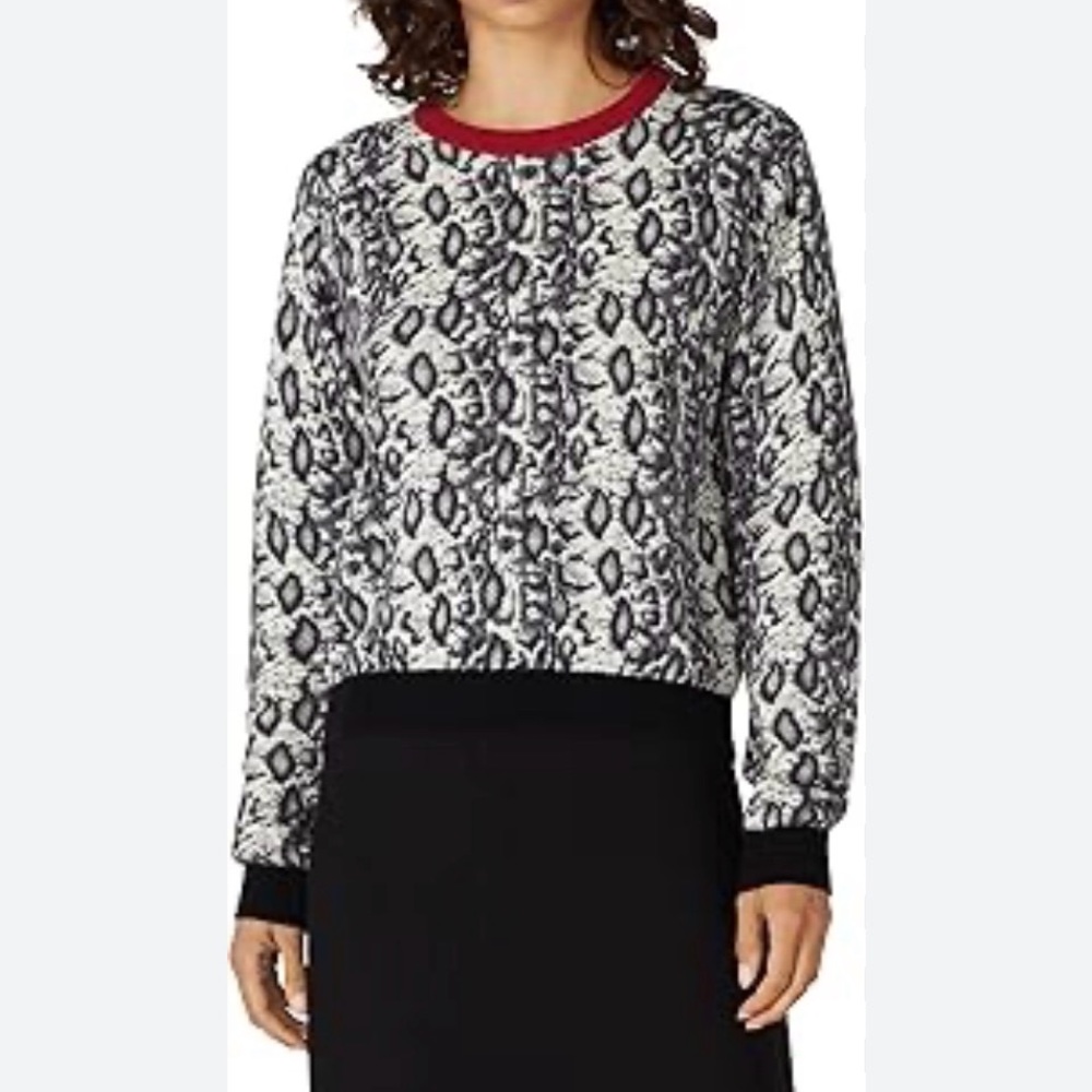Koché Collective Python Print Crewneck Sweater Cotton Wool Red Trim Sz XL
